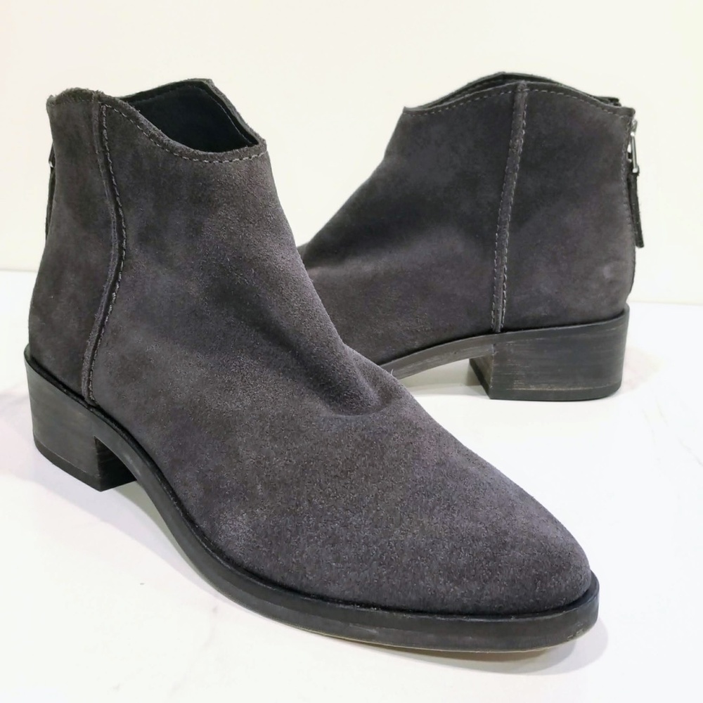 Dolce Vita Tucker Gray Suede Ankle Boots Western Shoes Zip Women's Shoes - Picture 1 of 12